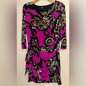 VTG Carole Little Floral Animal Print Belt Tie Midi Dress Sz 8